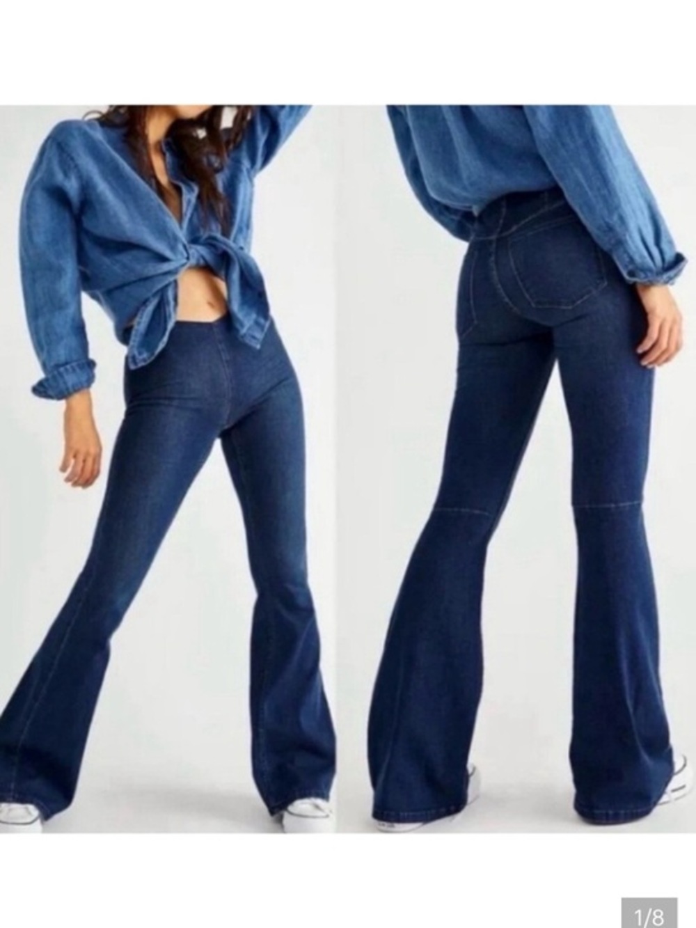 Free People Penny Flare Jeans Women’s Size 28 Pull On Stretch Denim Bell Bottom